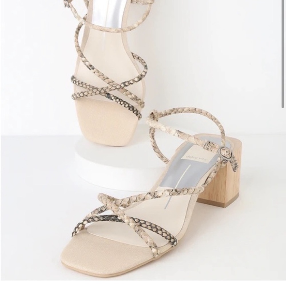 Dolce Vita Zayla snake-print leather sandal block heel
